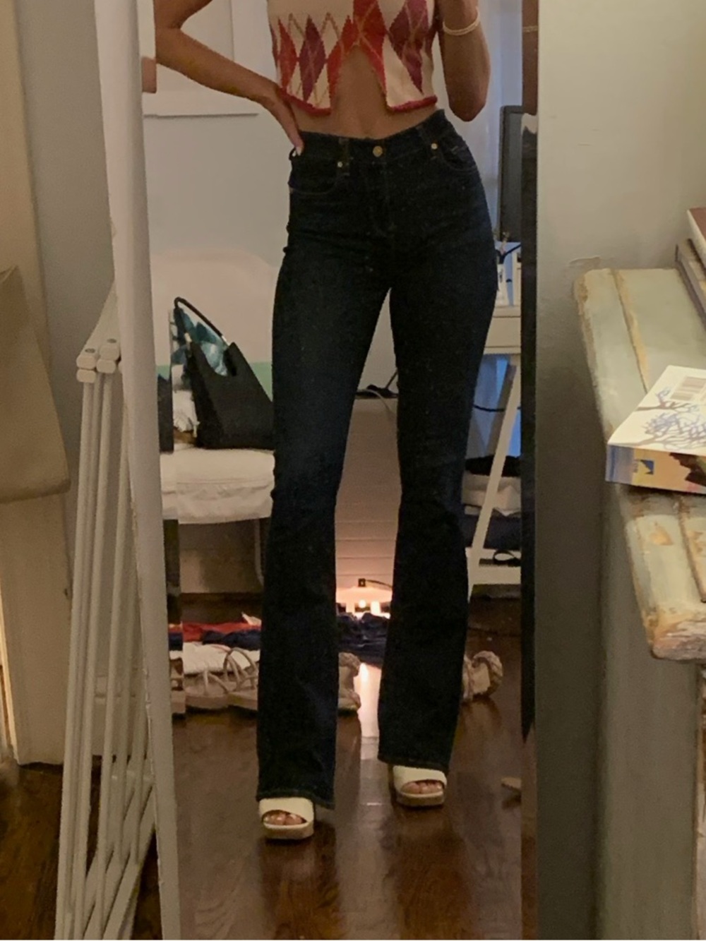 7 For All Mankind Dark Wash Bootcut Jeans - Picture 4 of 5